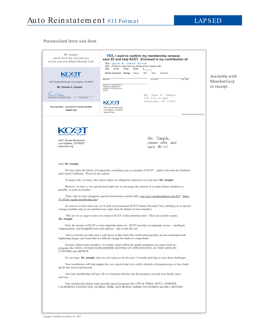 Auto Reinstatement #11 Format LAPSED