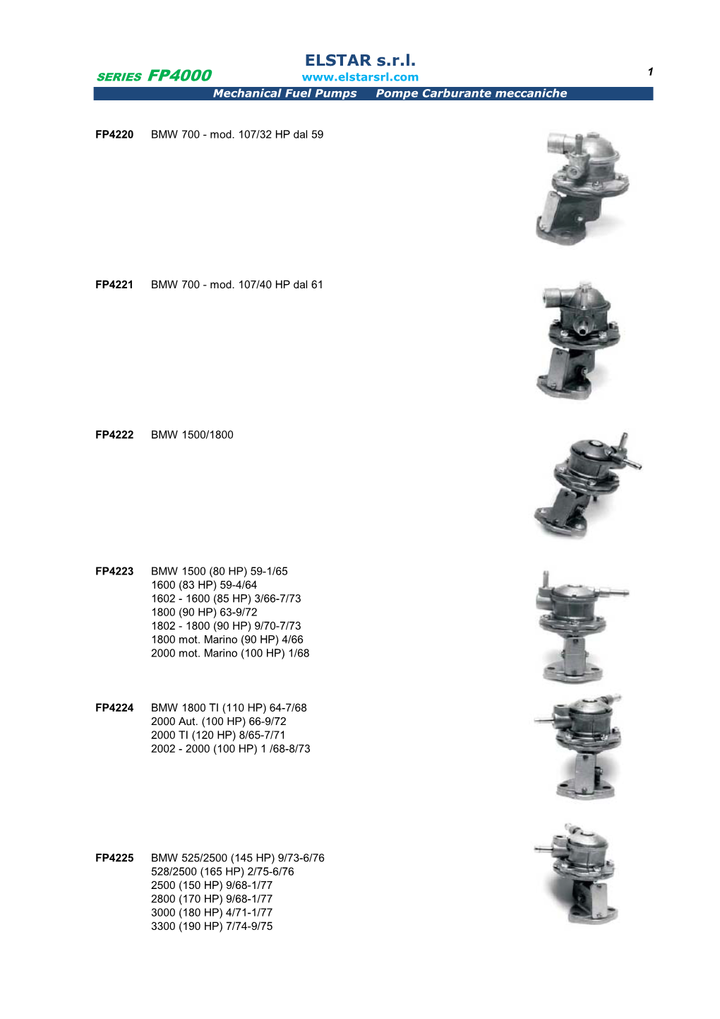 FP4000 Mechanical Fuel Pumps Pompe Carburante Meccaniche