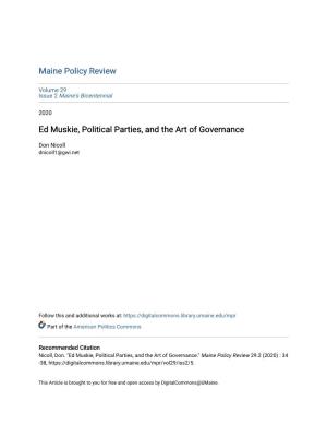 Ed Muskie, Political Parties, and the Art of Governance