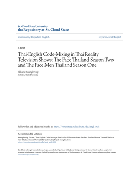 Thai-English Code-Mixing in Thai Reality Television Shows: the Face Thailand Season