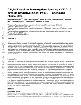 A Hybrid Machine Learning/Deep Learning COVID-19 Severity Predictive Model from CT Images and Clinical Data