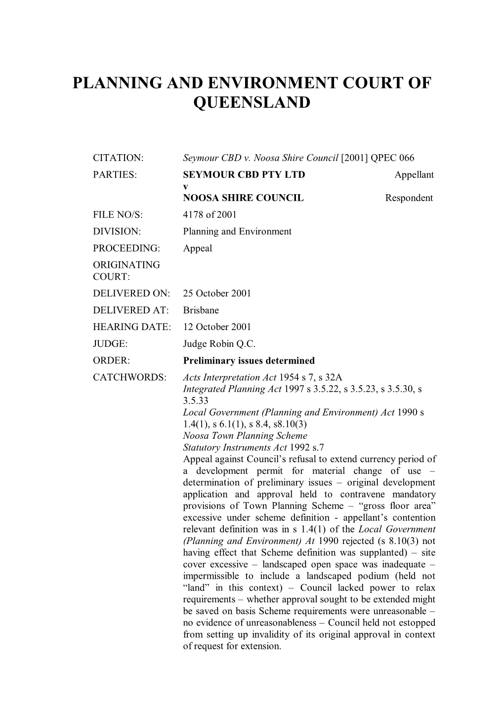 Planning and Environment Court of Queensland