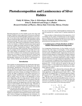 Photodecomposition and Luminescence of Silver Halides
