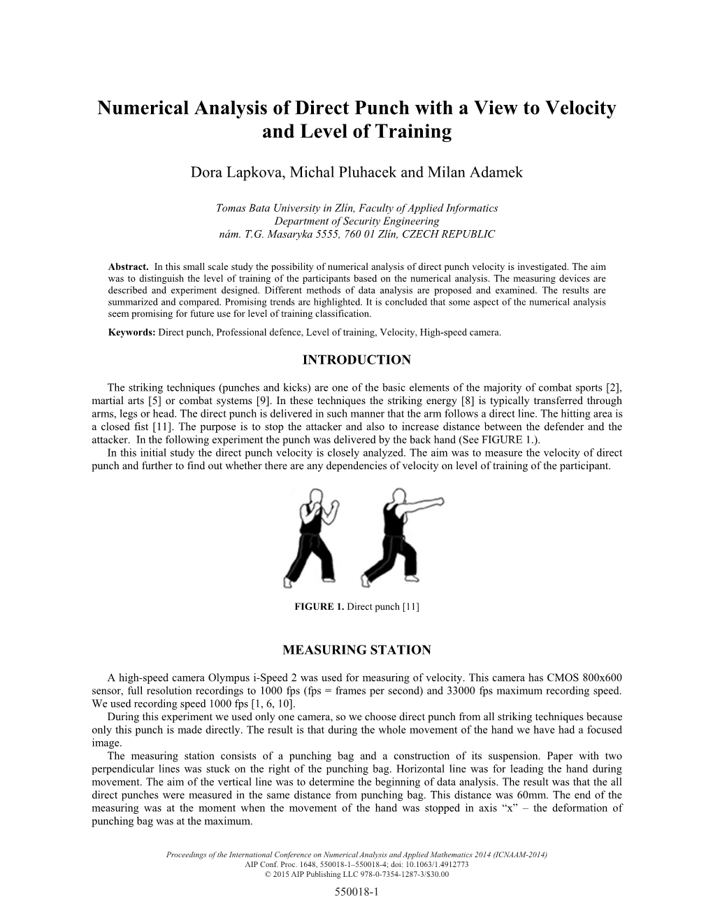 Numerical Analysis of Direct Punch with a View to Velocity and Level of Training