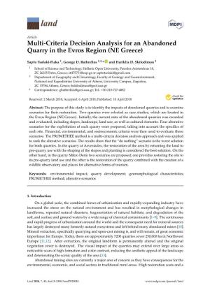 Multi-Criteria Decision Analysis for an Abandoned Quarry in the Evros Region (NE Greece)
