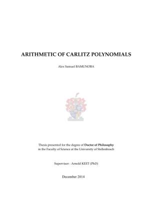 Arithmetic of Carlitz Polynomials