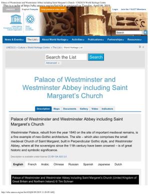 Palace of Westminster and Westminster Abbey Including Saint