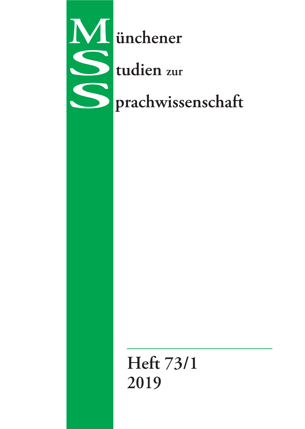 Heft 73/1 2019 Ünchener Tudien Zur Prachwissenschaft
