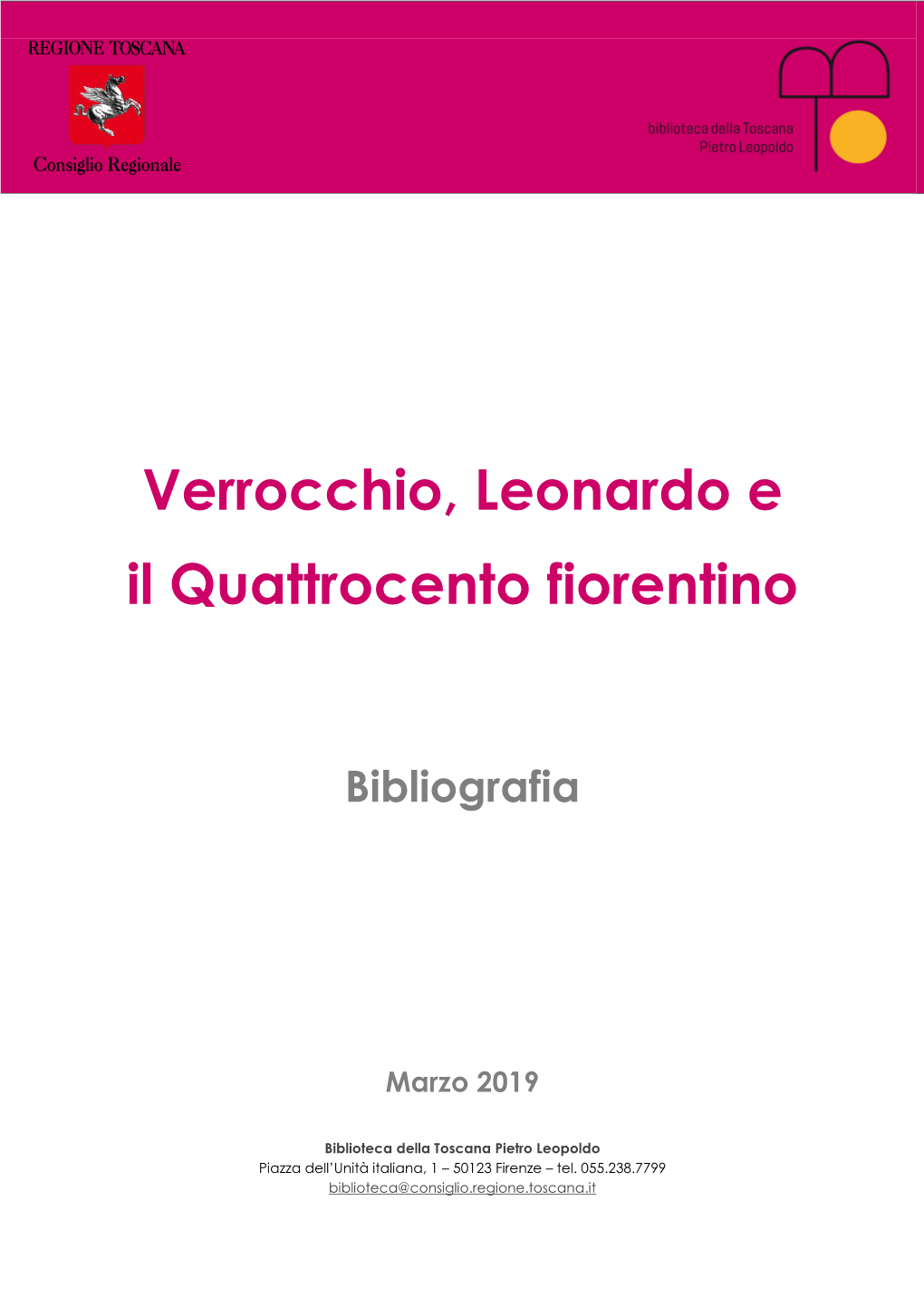 Verrocchio, Leonardo E Il Quattrocento Fiorentino Marzo 2019