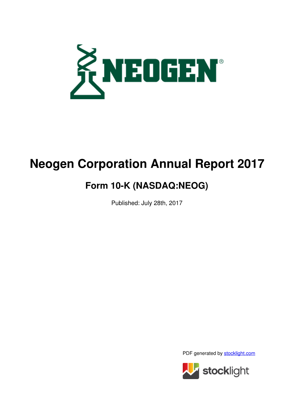 Form 10-K (NASDAQ:NEOG)