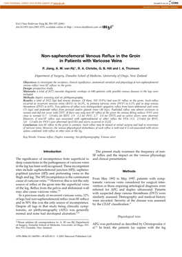 Non-Saphenofemoral Venous Reflux in the Groinêin Patients With