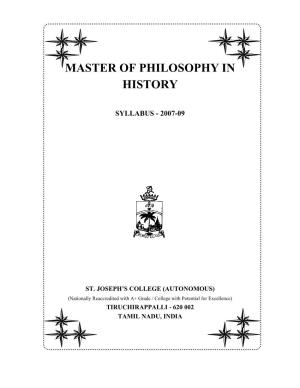 Master of Philosophy in History