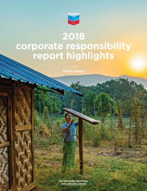 2018 Corporate Responsibility Report Highlights