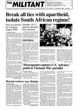 Break All Ties with Apartheid, Isolate South African Reginte!