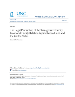 The Legal Production of the Transgressive Family: Binational Family Relationships Between Cuba and the United States Deborah M