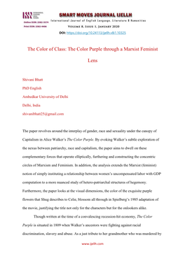 The Color Purple Through a Marxist Feminist Lens