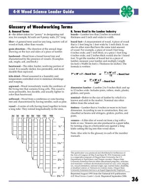 4-H Wood Science Leader Guide Glossary of Woodworking Terms