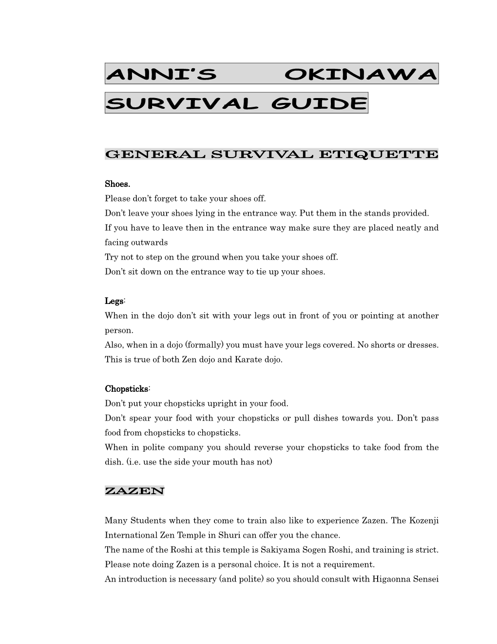 Anni's Okinawa Survival Guide