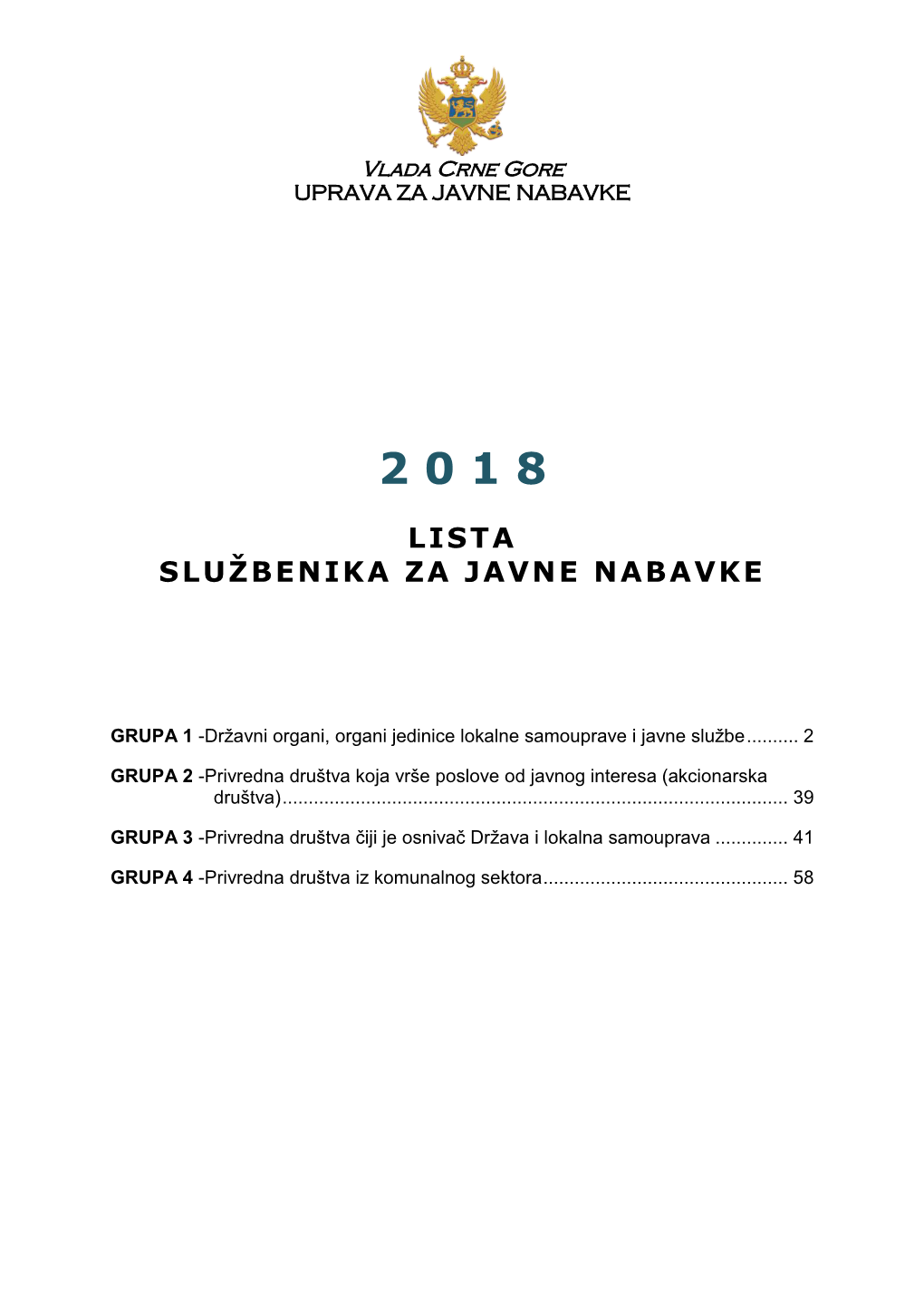 Lista Službenika Za Javne Nabavke