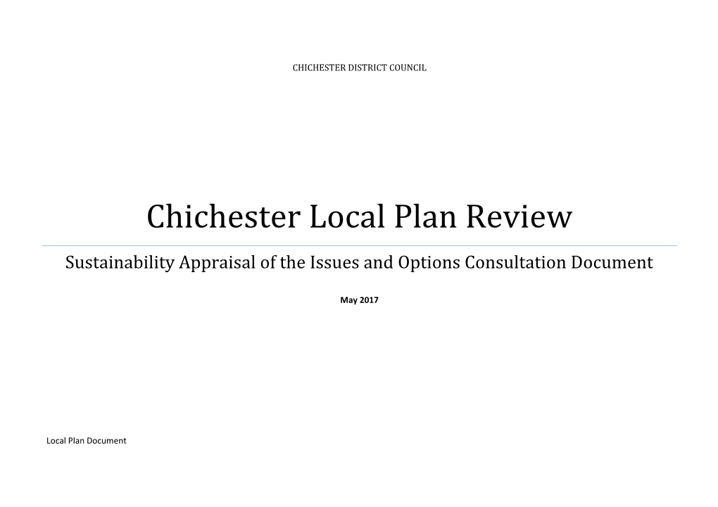 Chichester Local Plan Review Sustainability Appraisal of the Issues and Options Consultation Document