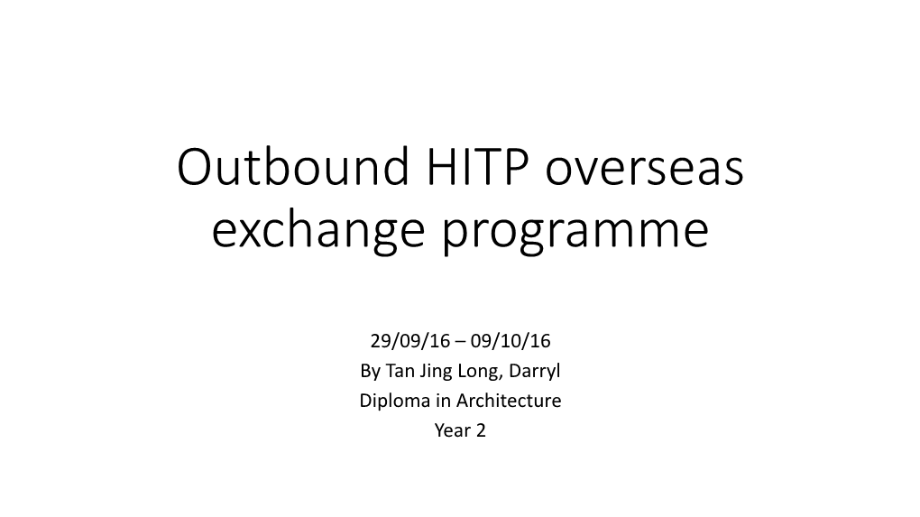 Hitp & SP Student Exchange Programme