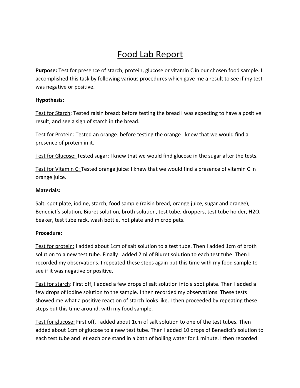 Food Lab Report