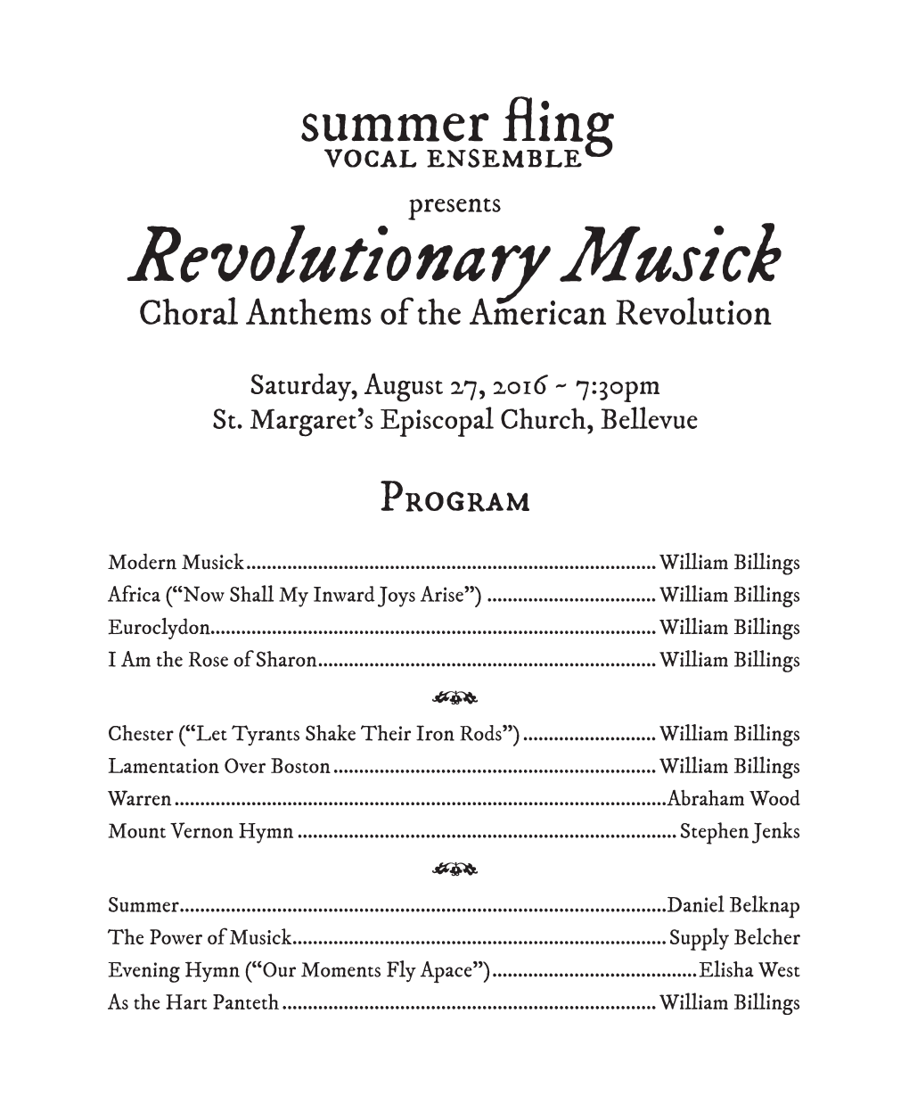 Revolutionary Musick Choral Anthems of the American Revolution