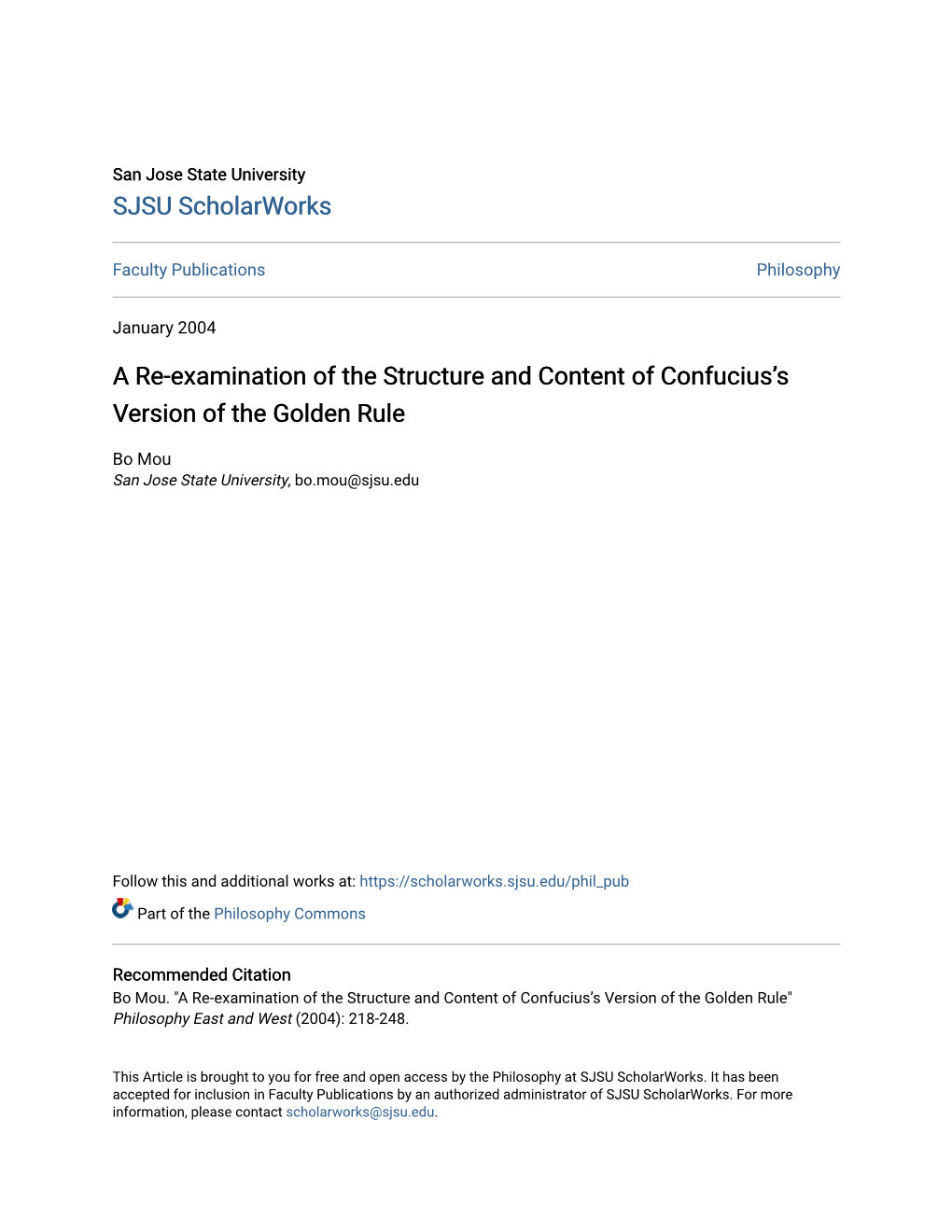 A Re-Examination of the Structure and Content of Confucius's Version Of