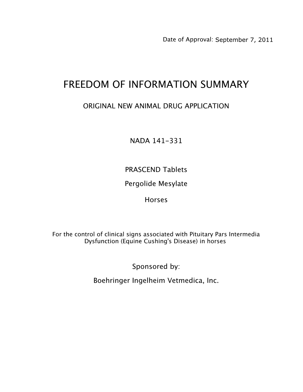 Freedom of Information Summary