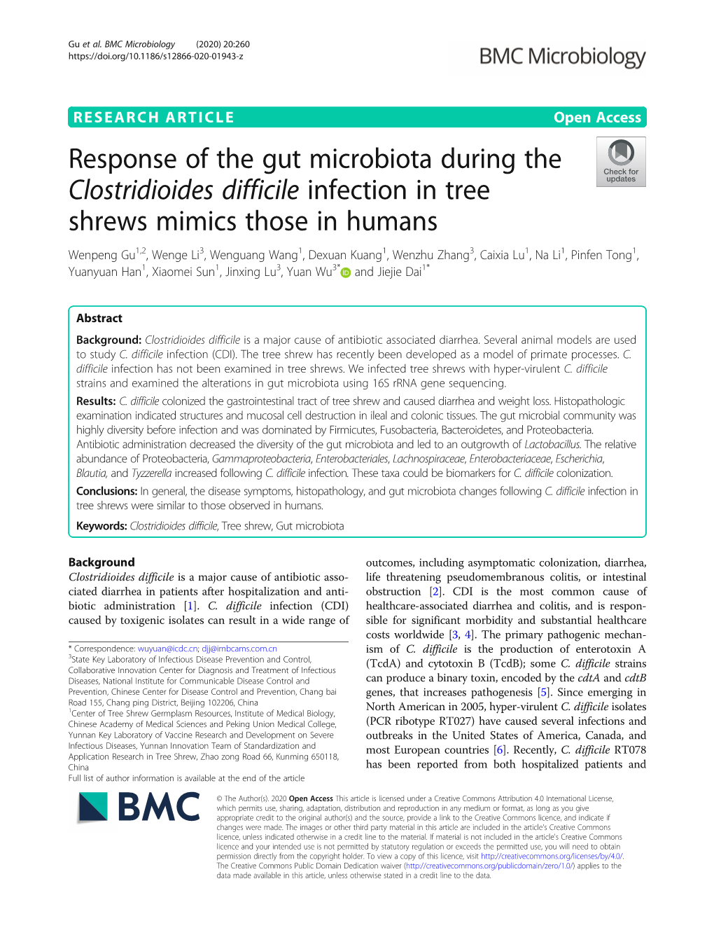 Response of the Gut Microbiota During the Clostridioides Difficile Infection
