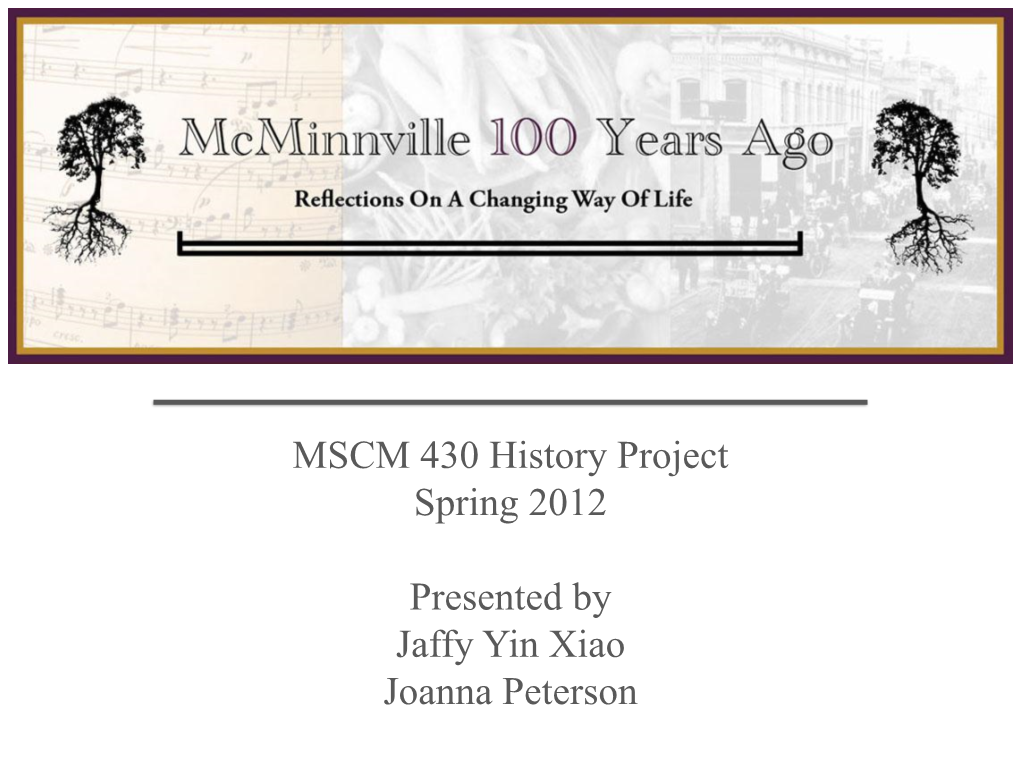 Transportation in Mcminnville 100 Years