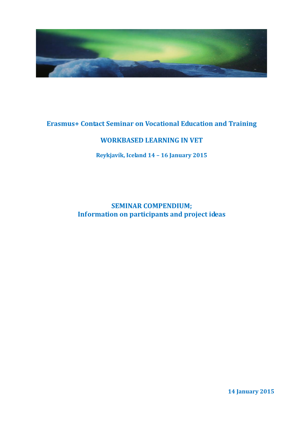 Erasmus+ Contact Seminar on Vocational Education and Training