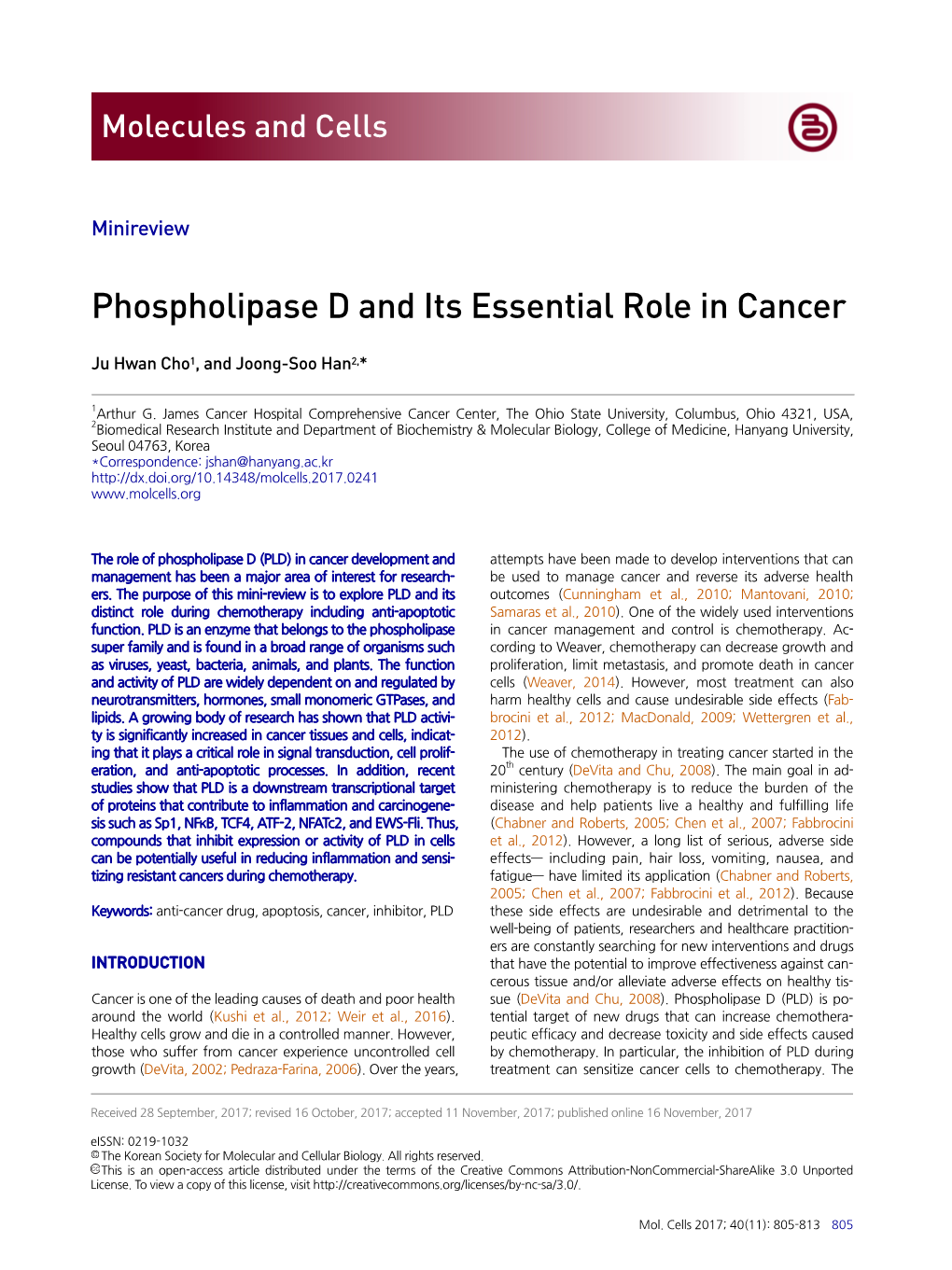 Phospholipase D and Its Essential Role in Cancer