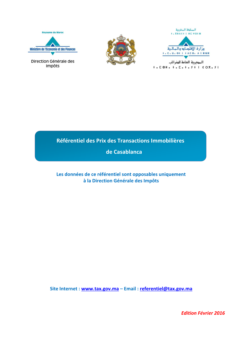 Référentiel Des Prix Des Transactions Immobilières De Casablanca