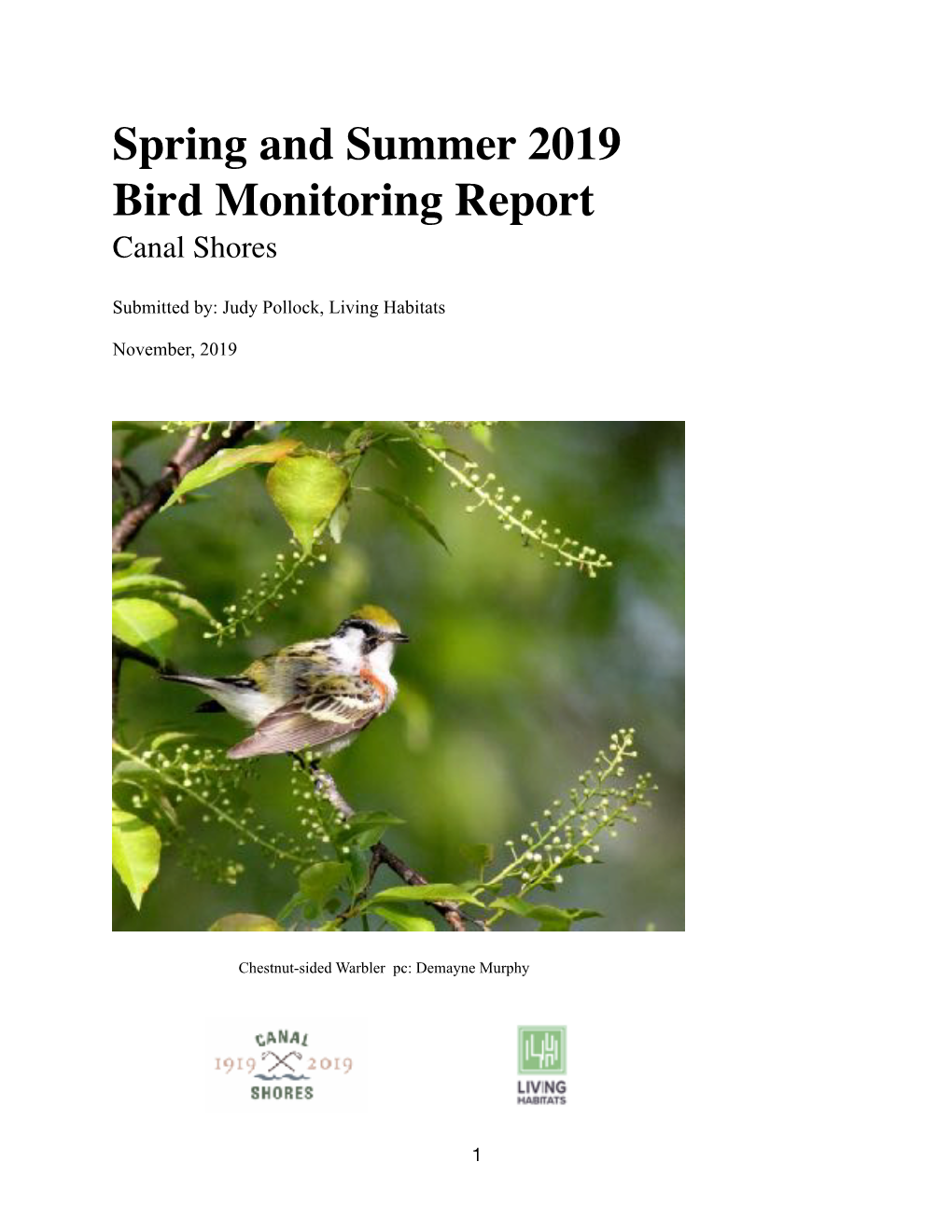 Canal Shores Bird Monitoring 2019 Report