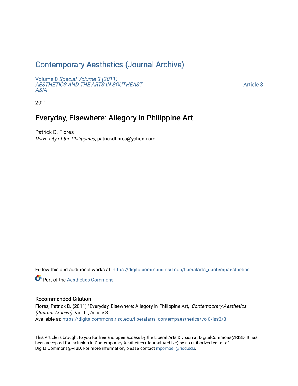 Everyday, Elsewhere: Allegory in Philippine Art