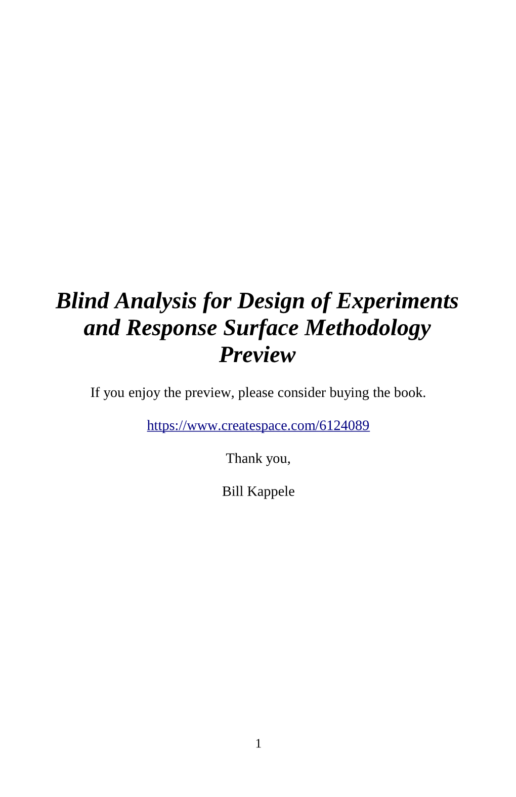 Blind Analysis for Design of Experiments and Response Surface Methodology Preview