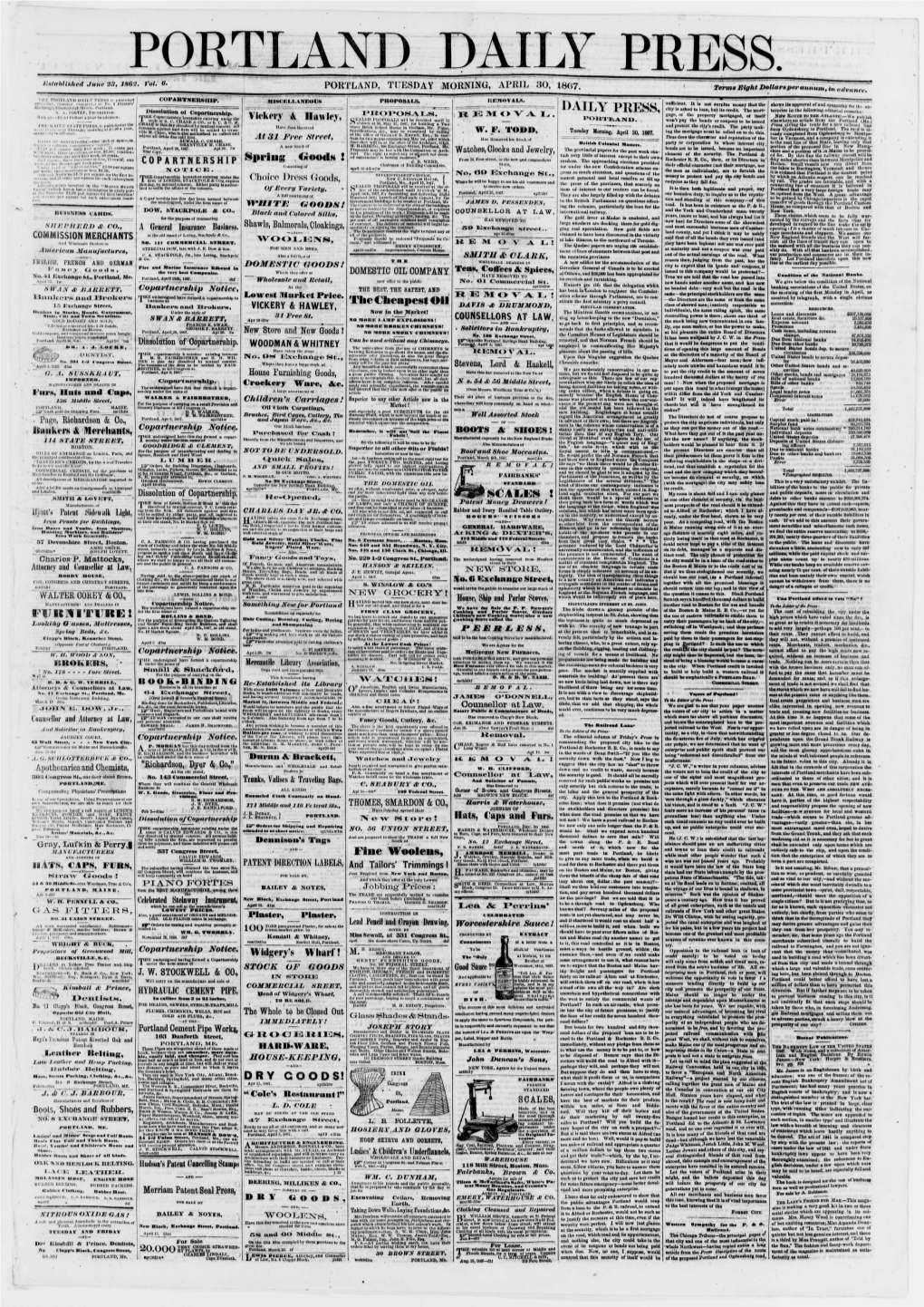 Portland Daily Press: April 30,1867