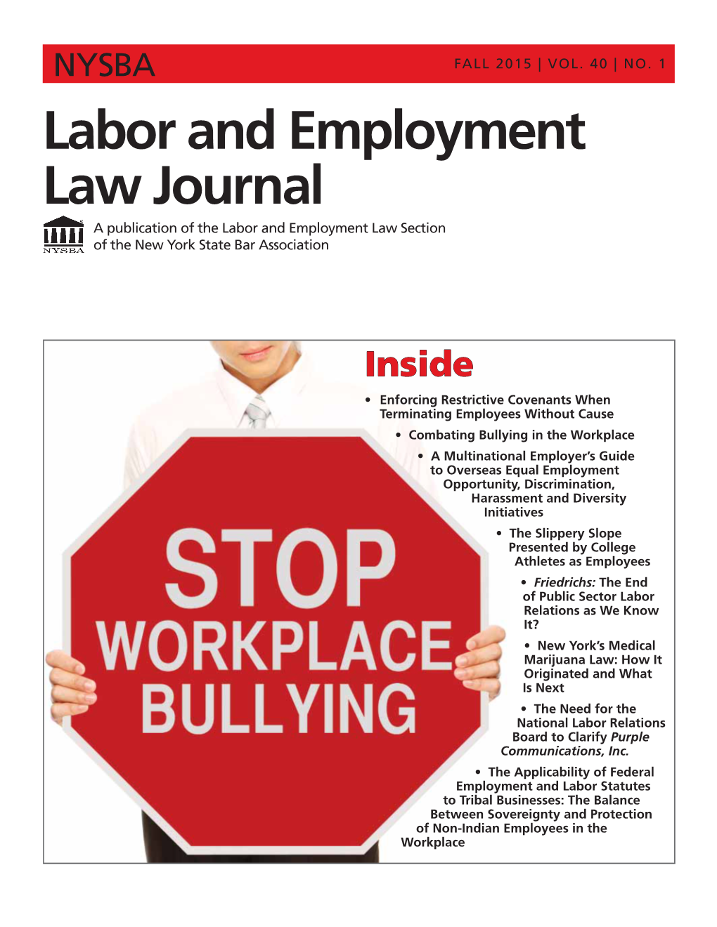 Labor and Employment Law Journal a Publication of the Labor and Employment Law Section of the New York State Bar Association