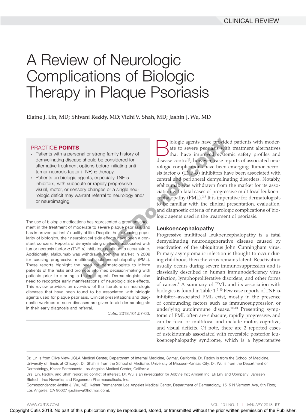 A Review of Neurologic Complications of Biologic Therapy in Plaque Psoriasis