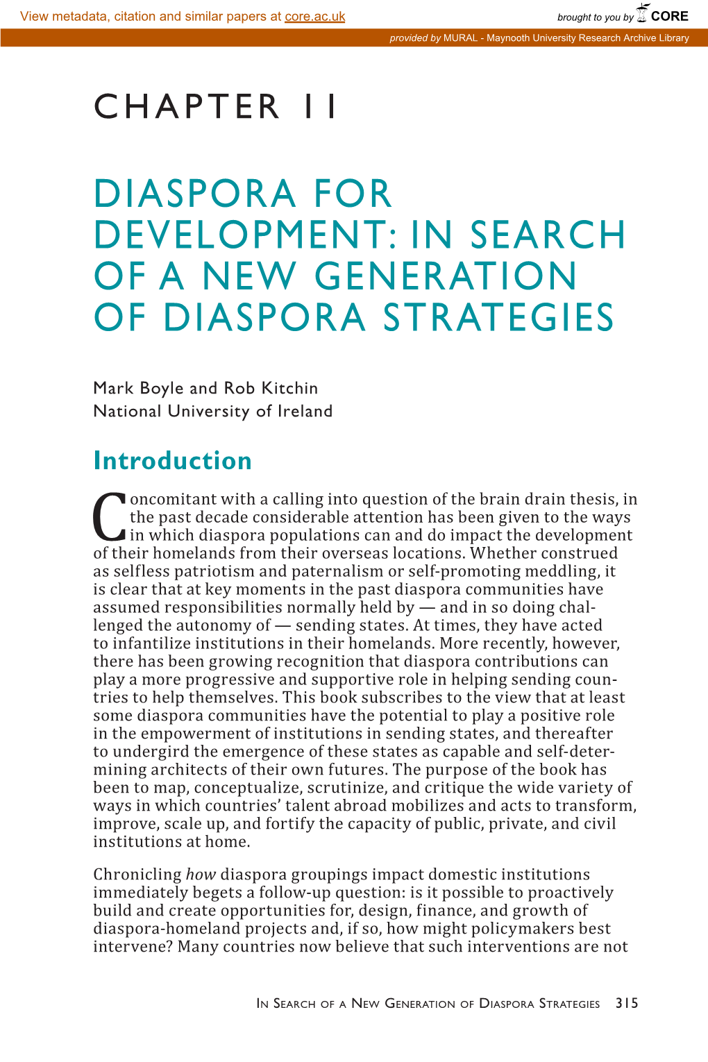 Diaspora for Development: in Search of a New Generation of Diaspora Strategies