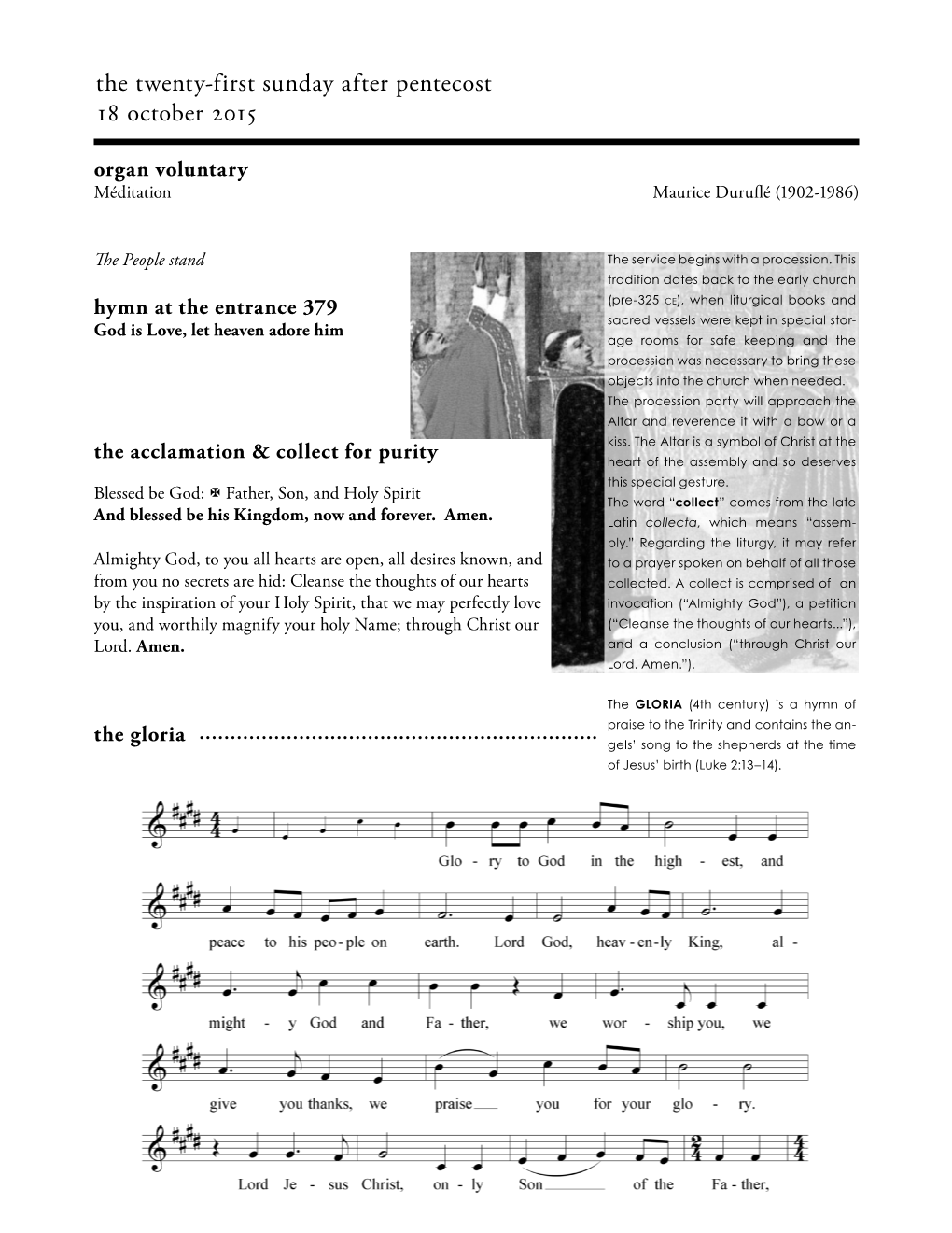 The Twenty-First Sunday After Pentecost 18 October 2015 Organ Voluntary Méditation Maurice Duruflé (1902-1986)