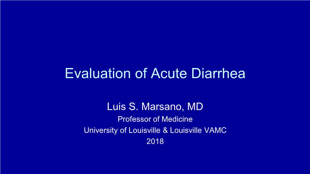 Evaluation of Acute Diarrhea