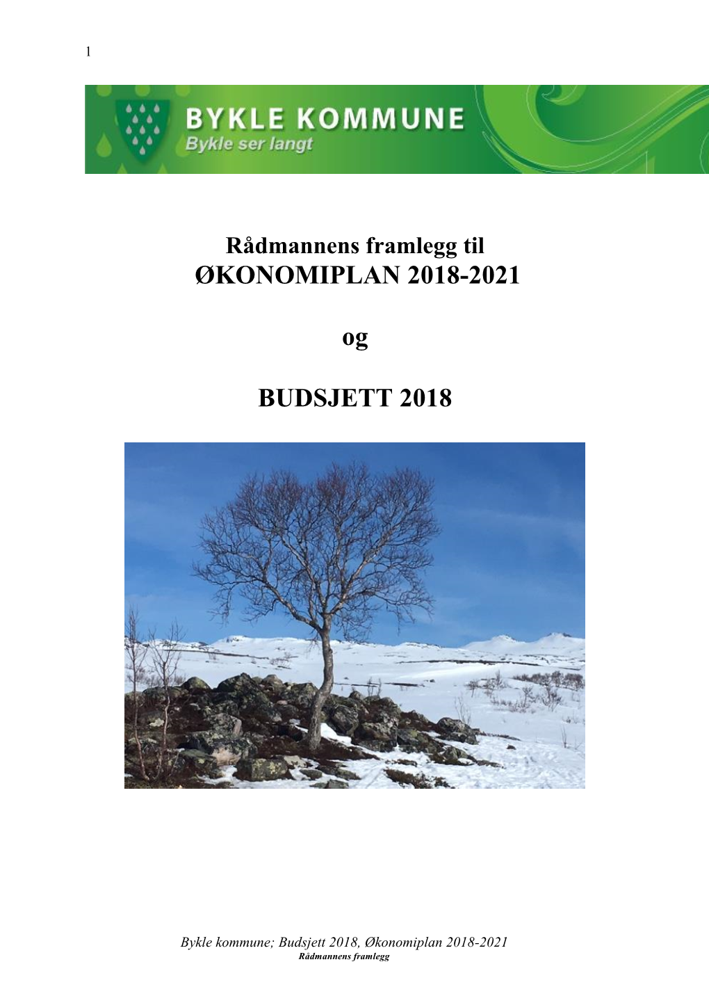 ØKONOMIPLAN 2018-2021 Og BUDSJETT 2018