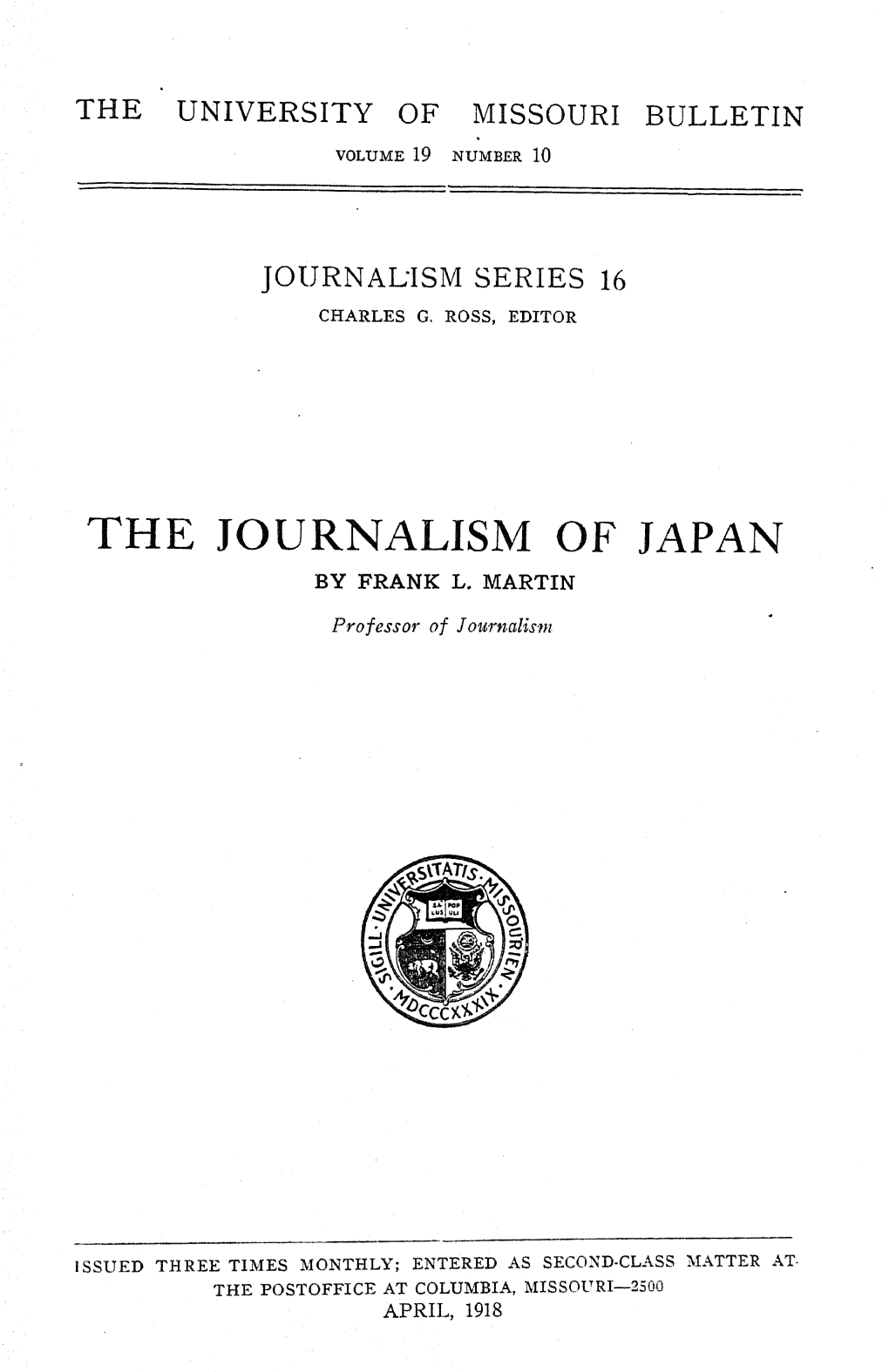 The Journalism of Japan by Frank L