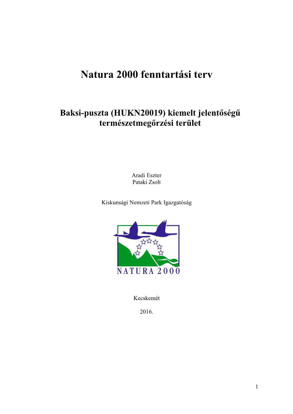 Natura 2000 Fenntartási Terv