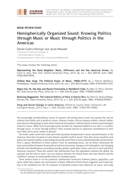 Hemispherically Organized Sound: Knowing Politics Through Music Or Music Through Politics in the Americas