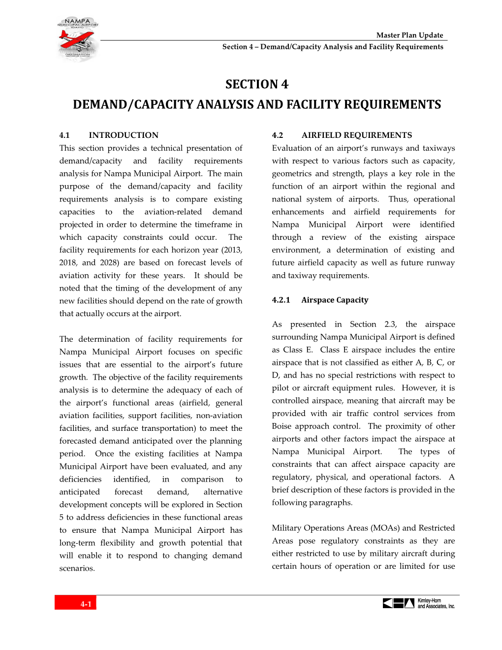 Section 4 Demand/Capacity Analysis and Facility Requirements