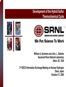 Development of the Hybrid Sulfur Thermochemical Cycle