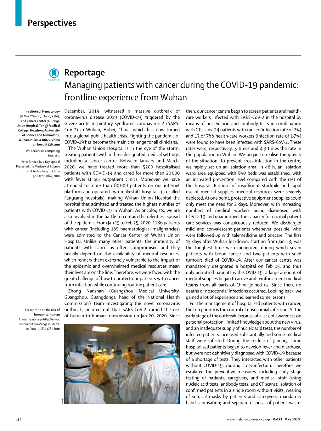 Reportage Managing Patients with Cancer During the COVID-19 Pandemic: Frontline Experience from Wuhan